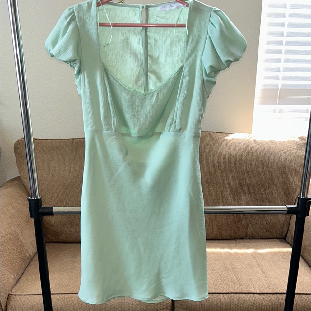 All in Favor Mint Green Puff Sleeve Dress